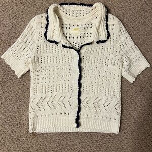 Maeve crochet short sleeve sweater